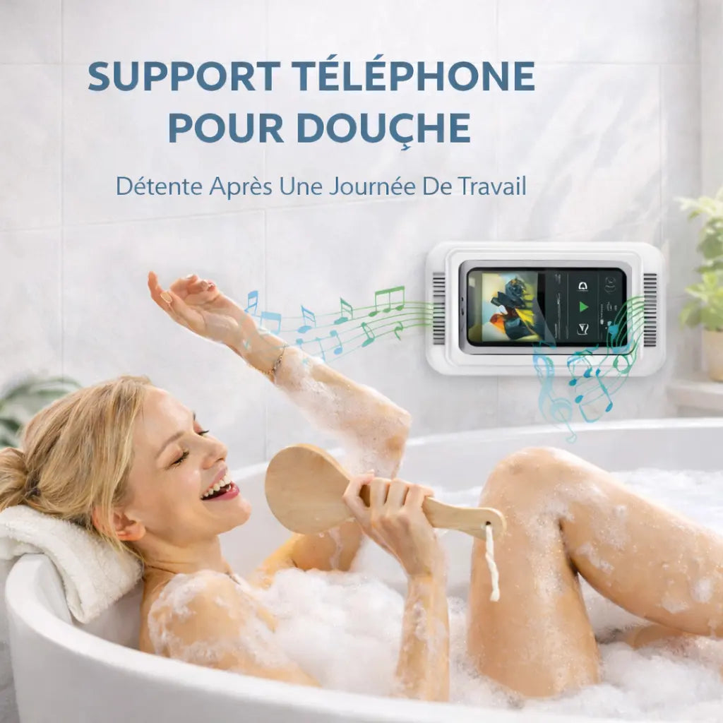 Support Téléphone Douche Blanc