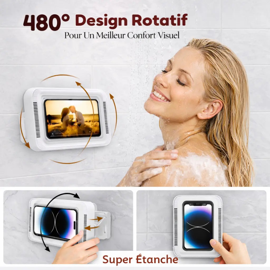 Support Téléphone Douche Blanc