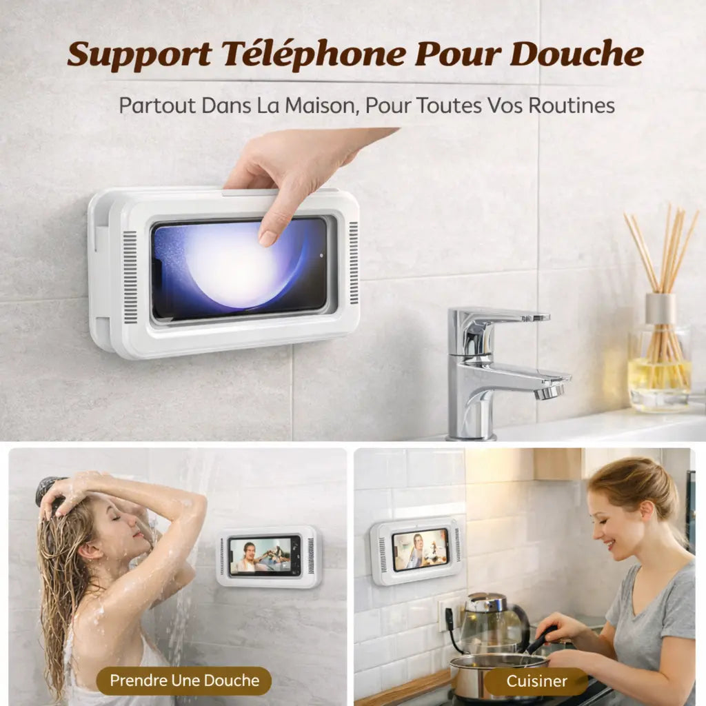 Support Téléphone Douche Blanc