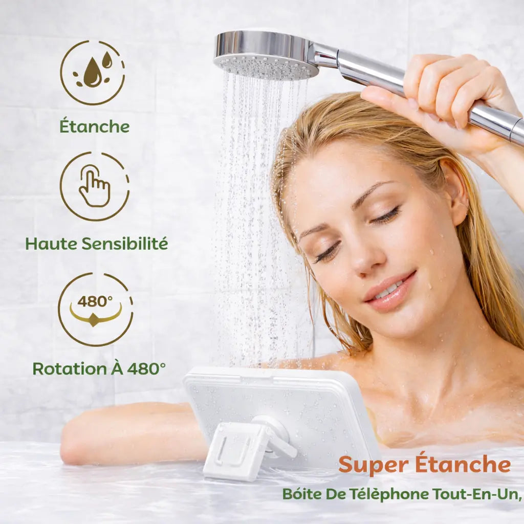 Support Téléphone Douche Blanc